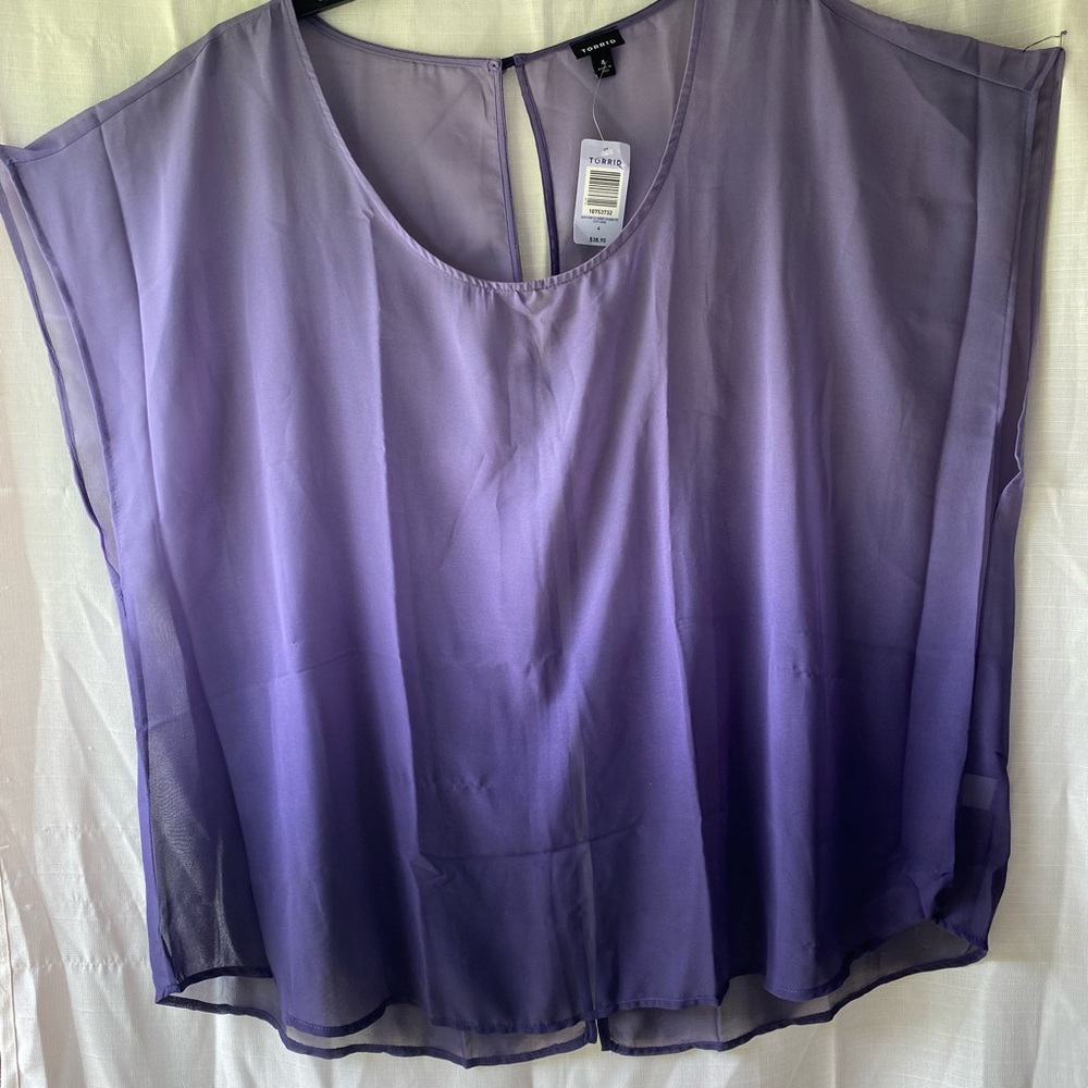 NWT - Torrid Short Sleeve, Dolman Blouse Purple Ombré